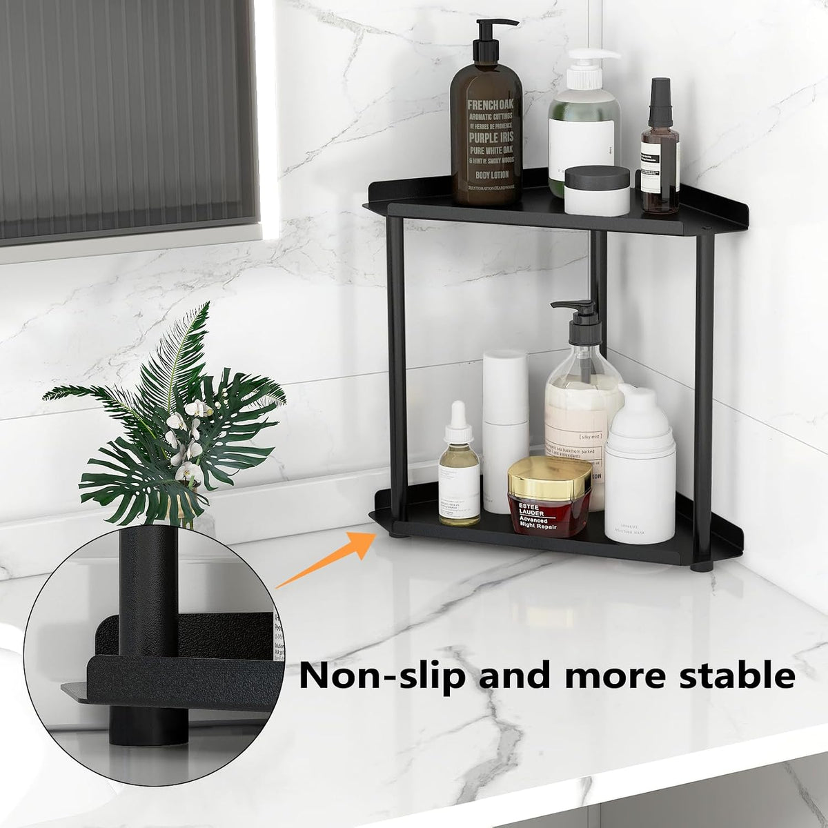Corner Bathroom Counter Organizer, Bathroom Organizer Countertop White