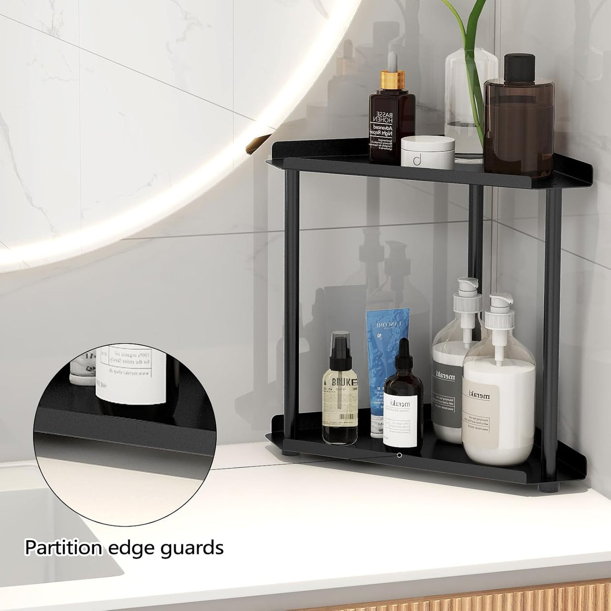 Corner Bathroom Counter Organizer, Bathroom Organizer Countertop White