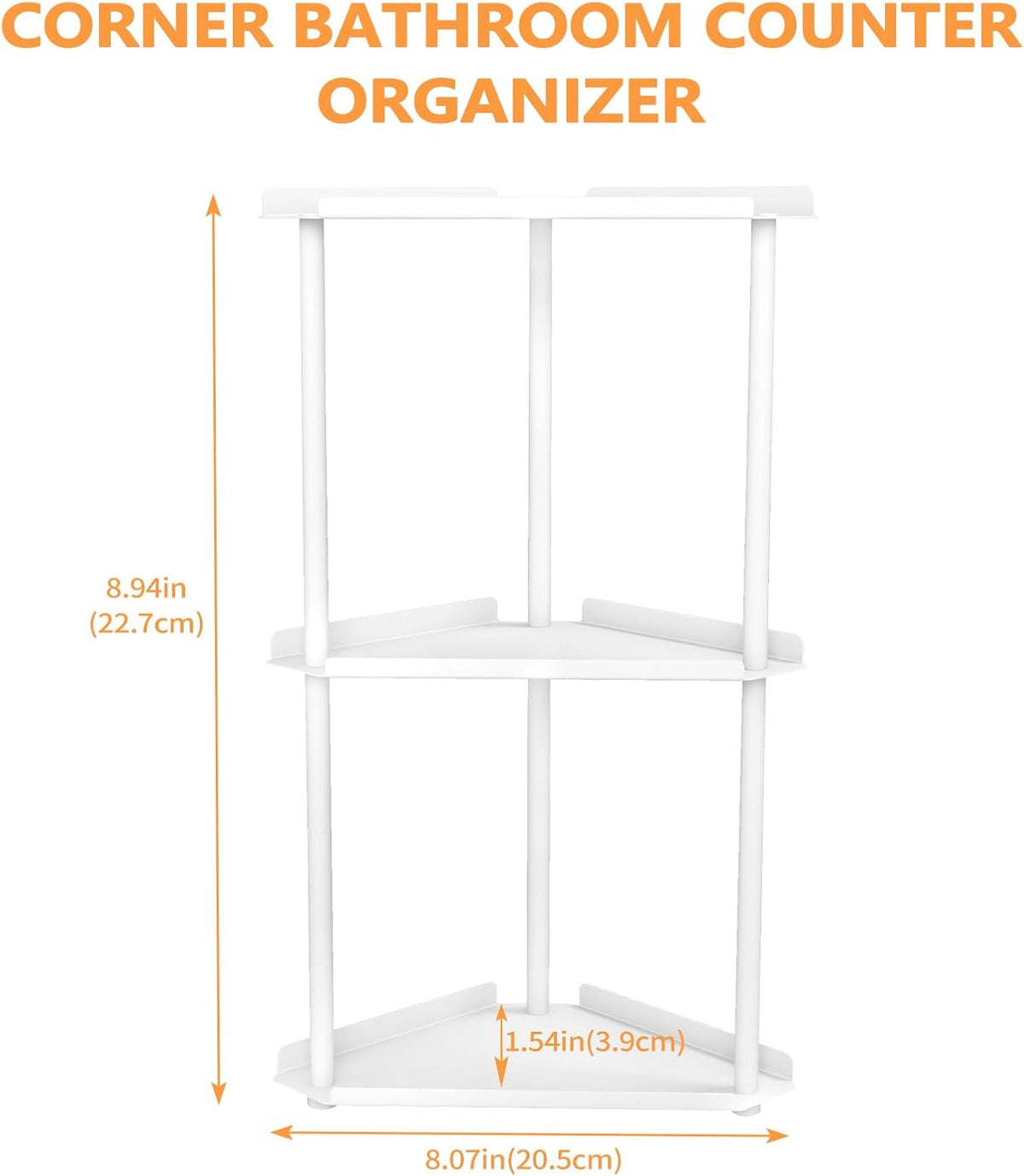 Corner Bathroom Counter Organizer, Bathroom Organizer Countertop White