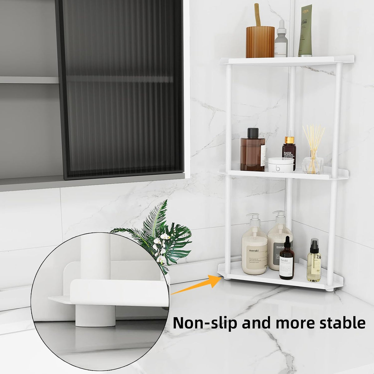Corner Bathroom Counter Organizer, Bathroom Organizer Countertop White