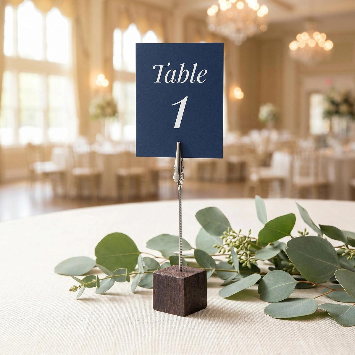 24 Pcs Wooden Cube Memo Holders with Alligator Clips, Table Number Stands for Wedding, Event, Office Desk – Black Base Photo & Card Display Clips