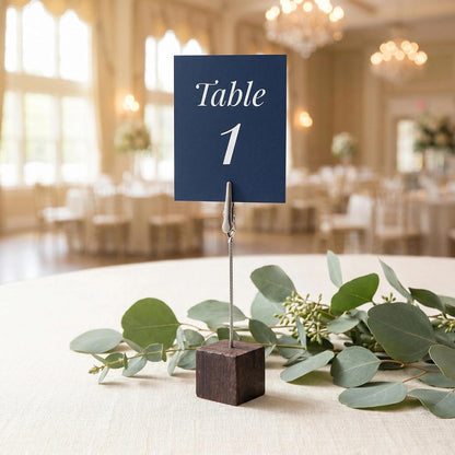 24 Pcs Wooden Cube Memo Holders with Alligator Clips, Table Number Stands for Wedding, Event, Office Desk – Black Base Photo & Card Display Clips