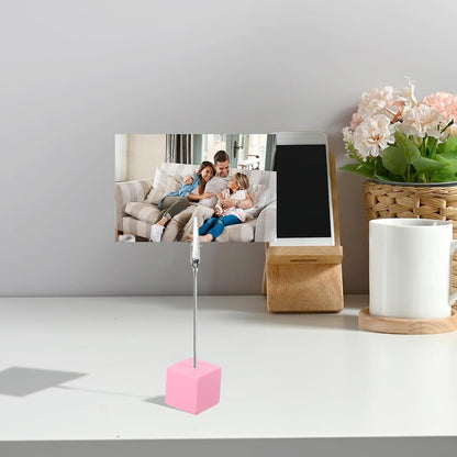 24 Pcs Wooden Cube Memo Holders with Alligator Clips, Table Number Stands for Wedding, Event, Office Desk – Black Base Photo & Card Display Clips