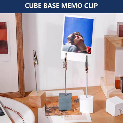 24 Pcs Wooden Cube Memo Holders with Alligator Clips, Table Number Stands for Wedding, Event, Office Desk – Black Base Photo & Card Display Clips