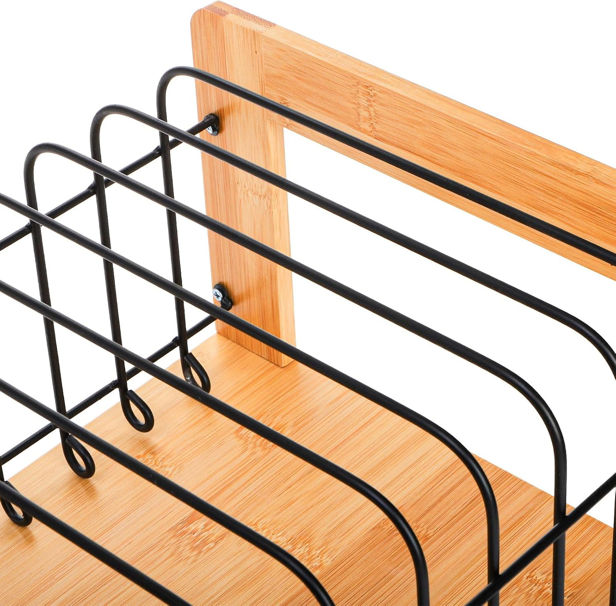 Vertical Clipboard Holder, 12 Slot Bamboo and Metal Clipboard Stand, Desk File Organizer Storage Rack for Home, Office, Classroom, No Assembly Required