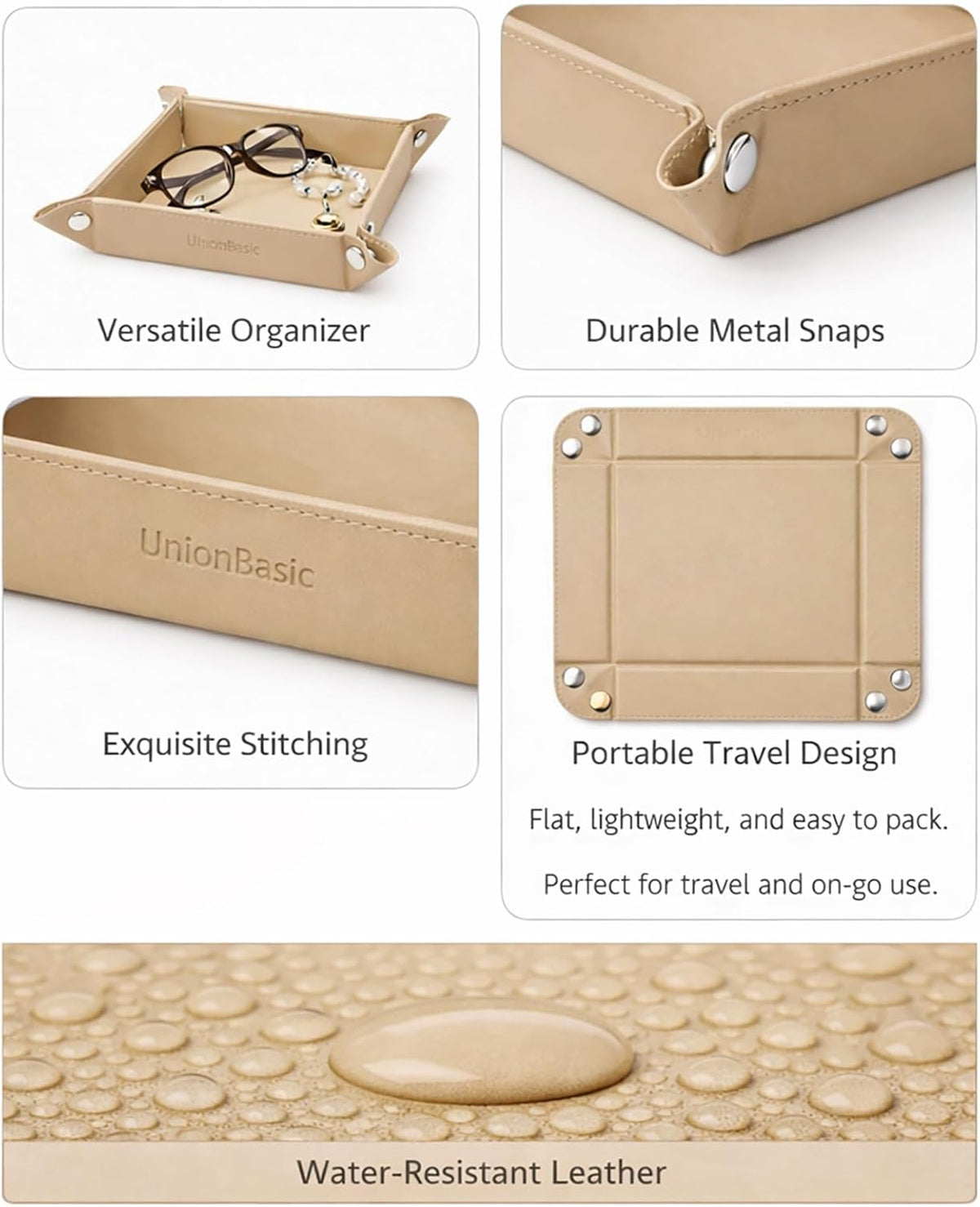 Small Valet Tray, Jewelry Tray for Rings Watches Earrings, Entryway Catchall Caddy for Coins Keys Change, Nightstand Bedside Valet Holder, Trays for Electronic Gadgets, Beige - Colors A