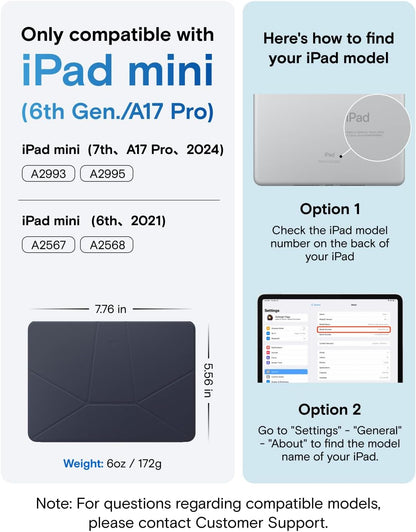 MOFT Dynamic Folio Tablet Stand for Desk Compatible with iPad mini A17 Pro 2024 & iPad mini 6th A15 2021, Slim Magnetic Tablet Holder Case with 20+ Viewing Angles, Beach White x Terracotta
