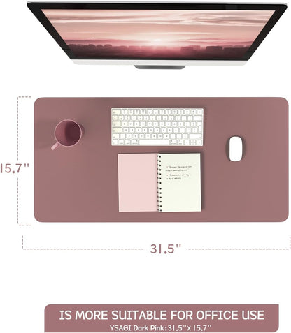 YSAGi Non-Slip Leather Desk Pad, Waterproof Laptop Computer Desk Keyboard Mat, Table Protector Blotter Mat, Large Mouse Pad for Office/Work/Home/Decor(Dark Brown, 31.5" x 15.7")