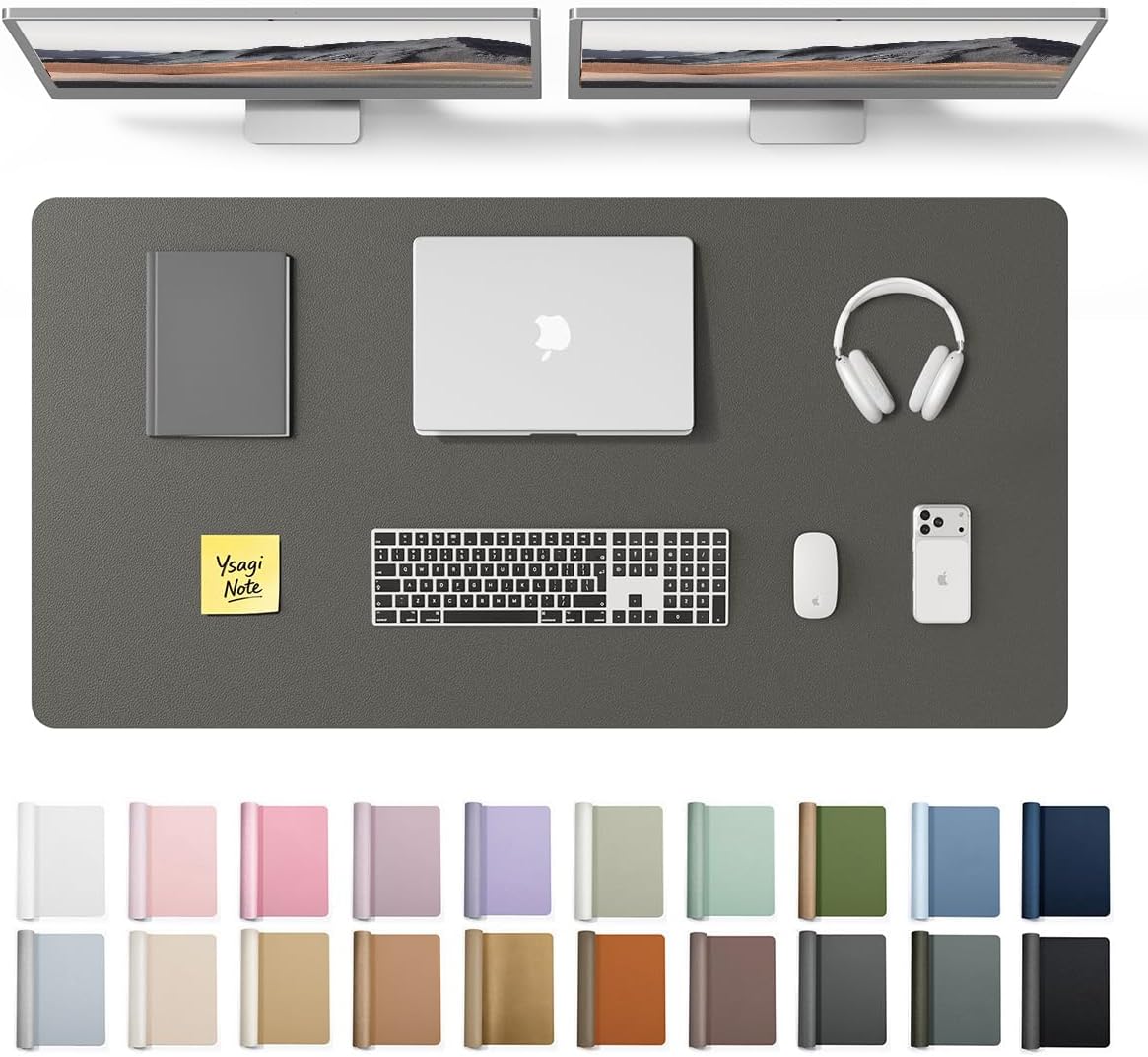 YSAGi Leather Desk Pad Protector, Large Mouse Pad, Non-Slip PU Leather Desk Blotter, Waterproof Writing Pad for Office and Home (31.5" x 15.8", Eggshell) - Colors B