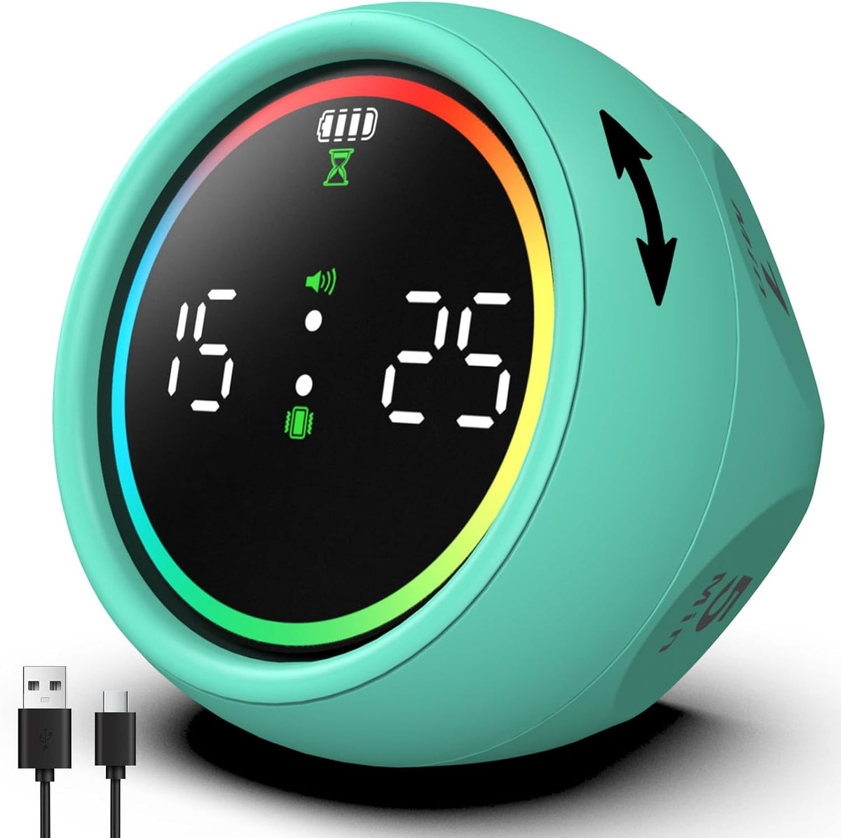 Pomodoro Timer Cube, Desk Timer for Productivity with 1, 5, 10 Min Preset Countdown, Stopwatch and Custom Countdown, for Kids, ADHD, Study, Work, Fitness, Cooking (White)
