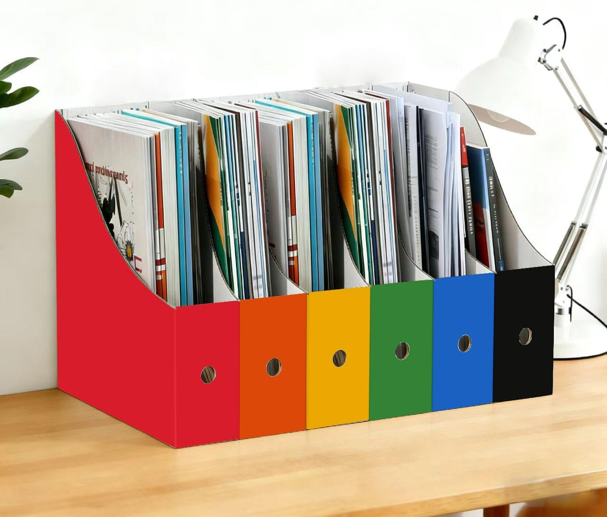 Limitliho 24 Pack Black Cardboard Magazine Holder, Sturdy Book Bins for Classroom Library, 10.6'' ×10.2'' ×3.5'' Inch Vertical File Folder Box