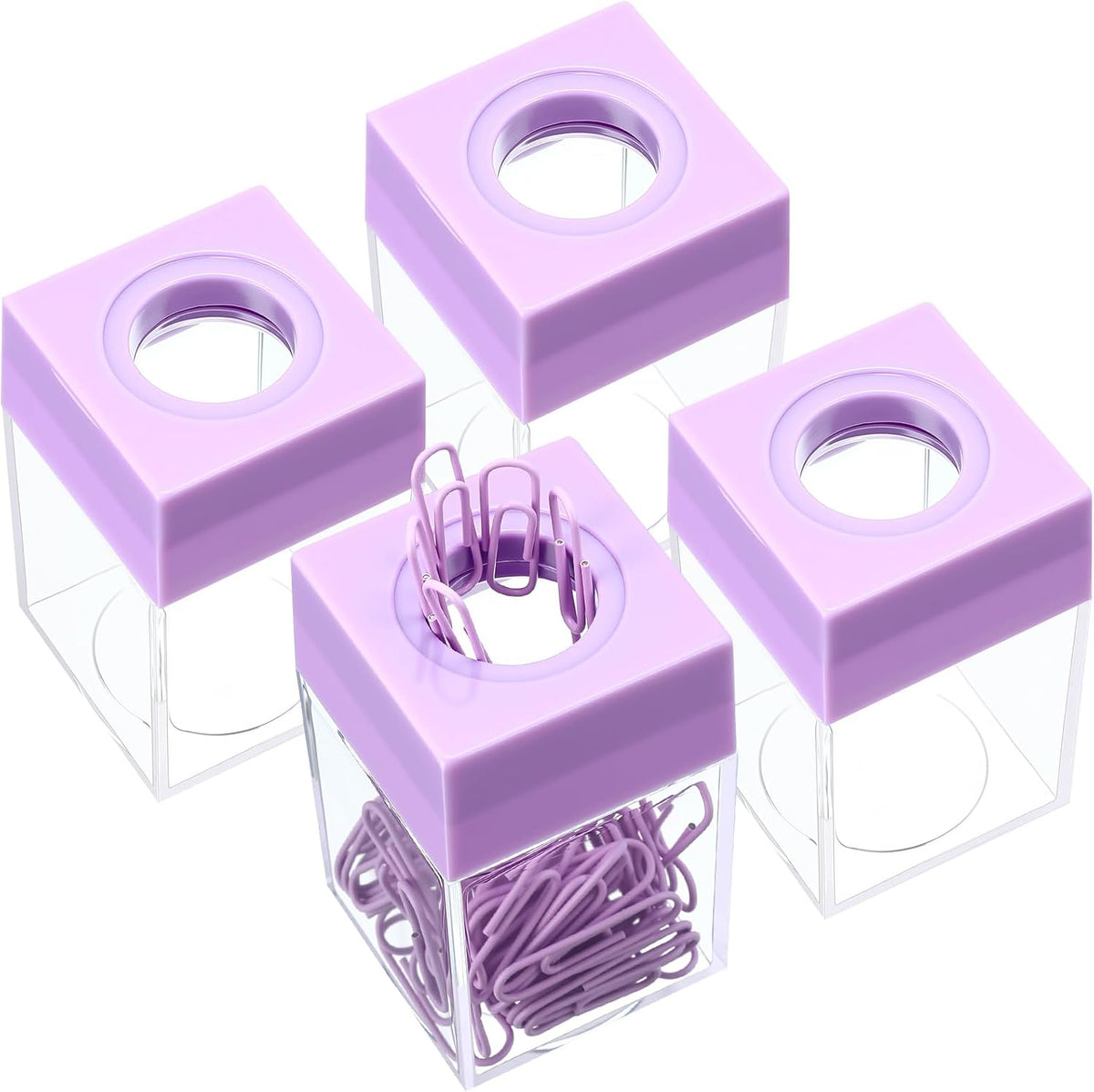 Outus 4 Pieces Magnetic Paper Clip Dispenser Holder Paperclip Dispenser for Desk, School, Office(Black)