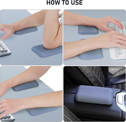 Leolee Elbow Rest Pads for Desk, Black Ergonomic Wrist Rest Arm Rest Pads | Memory Foam & Non-Slip Base, Armrest Cushion Support Pad Relieve Elbow and Wrist Pain for Computer, Office, 2 Packs