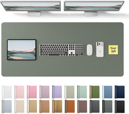 YSAGi Leather Desk Pad Protector, Office Desk Mat, Large Mouse Pad, Non-Slip PU Leather Desk Blotter, Waterproof Laptop Desk Writing Pad for Office and Home (23.6" x 13.8", Eggshell) - Colors A