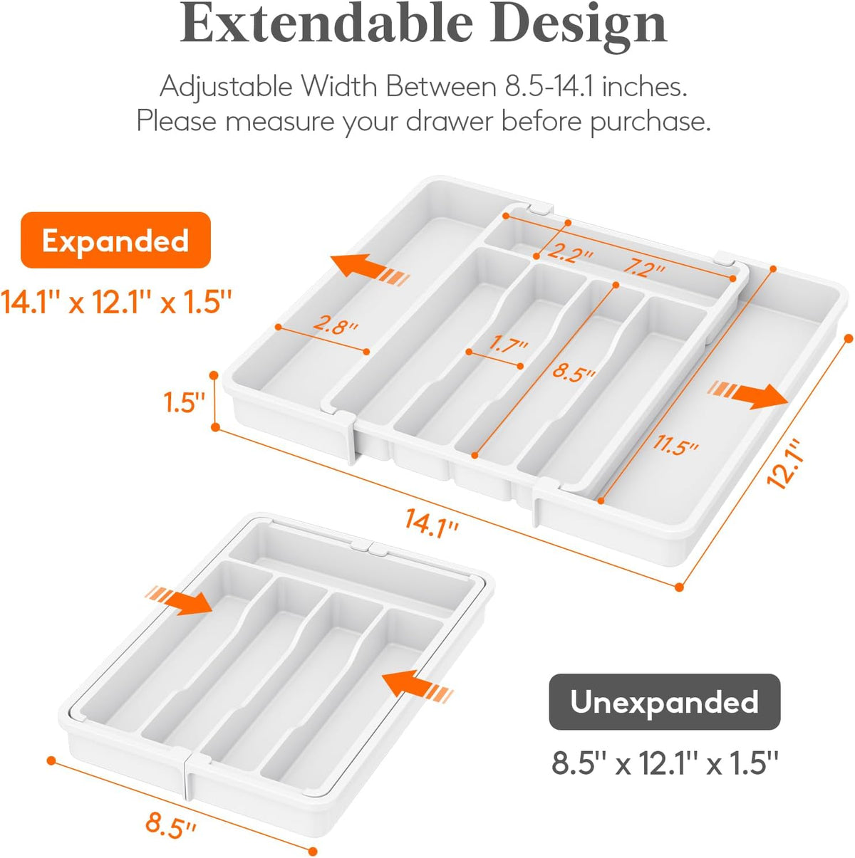 Expandable Silverware Drawer Organizer, Kitchen Utensil Tray