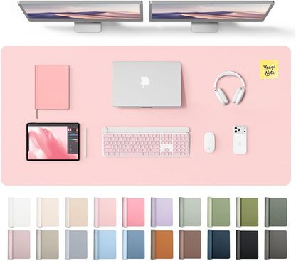 YSAGi Leather Desk Pad Protector, Office Desk Mat, Large Mouse Pad, Non-Slip PU Leather Desk Blotter, Waterproof Laptop Desk Writing Pad for Office and Home (23.6" x 13.8", Eggshell) - Colors A