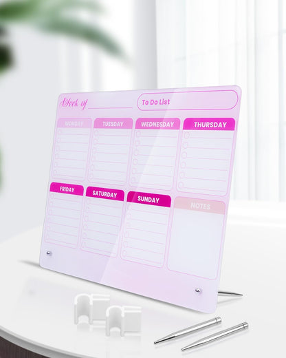 UCEC 12" x 10" Dry Erase Calendar Weekly for Desk Home Office & School | Planning Reminder Board to Do List Calendar for Office with Stand and Pen Clip