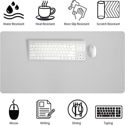 Bloss Leather Desk Pad and Keyboard Wrist Rest, Large Mouse Pad + Keyboard Pad+Mouse Wrist Support, Non-Slip Desk Mat Protector for Office, Home(31.5×15.7 Inches,Beige) - Colors B
