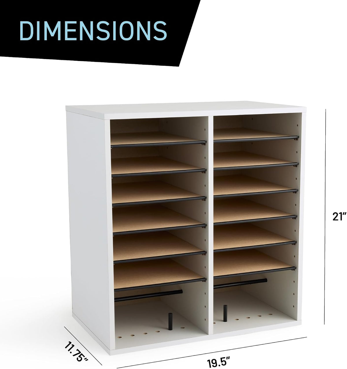 Safco 9422GR Wood Adjustable Literature & Paper Organizer, 16 Adjustable Compratment, Stackable Durable Construction, Home, Office, Mailroom, Classroom Mailbox , Gray