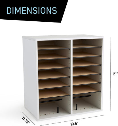 Safco 9422GR Wood Adjustable Literature & Paper Organizer, 16 Adjustable Compratment, Stackable Durable Construction, Home, Office, Mailroom, Classroom Mailbox , Gray