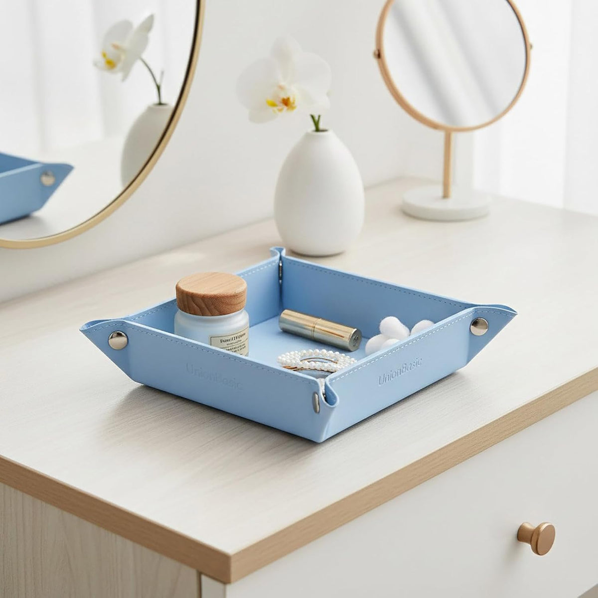 Small Valet Tray, Jewelry Tray for Rings Watches Earrings, Entryway Catchall Caddy for Coins Keys Change, Nightstand Bedside Valet Holder, Trays for Electronic Gadgets, Beige - Colors A