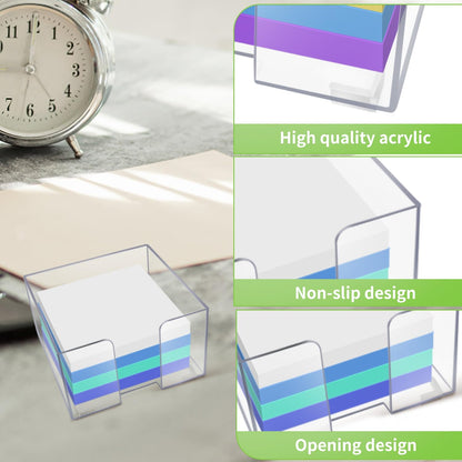 Acrylic Sticky Note Holder, Clear Acrylic Notepad Holder for 3" x 3" Sticky Note Storage, with 200 Sheets Self-Stick Sticky Notes, for Office and Classroom Desk Organization