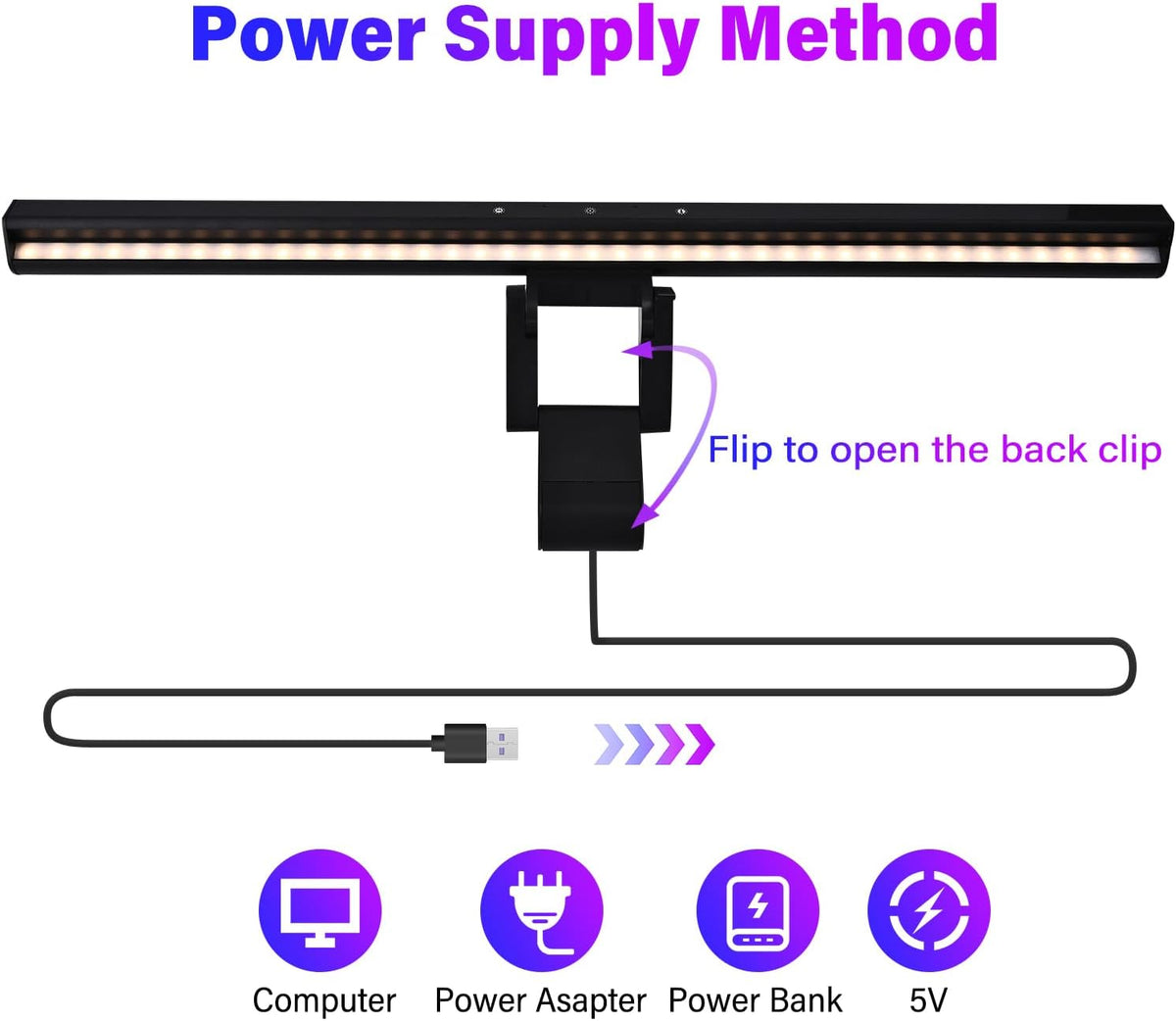LED Monitor Light RGB Monitor Light Bar Backlight Adjustable Brightness and Color Temperature for Desk Office Home Game