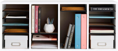 Safco 9422GR Wood Adjustable Literature & Paper Organizer, 16 Adjustable Compratment, Stackable Durable Construction, Home, Office, Mailroom, Classroom Mailbox , Gray
