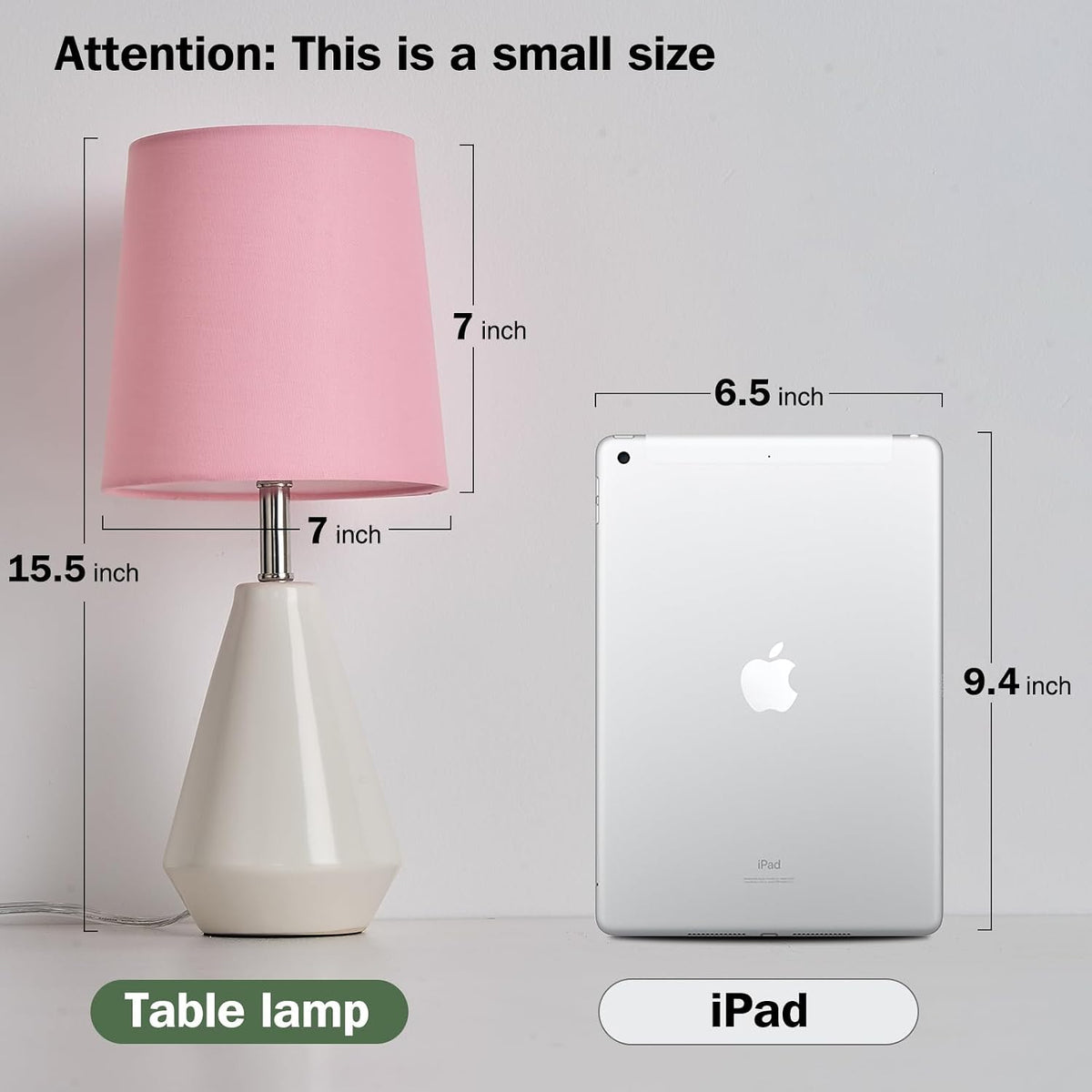 Small Bedside Table Lamp for Bedroom - Reading Desk Lamp with 3 Color Temperatures，15.5" Nightstand Ceramic Lamp with Fabric Shade for Kids Room,Living Room,Dorm,Home Office (Green)