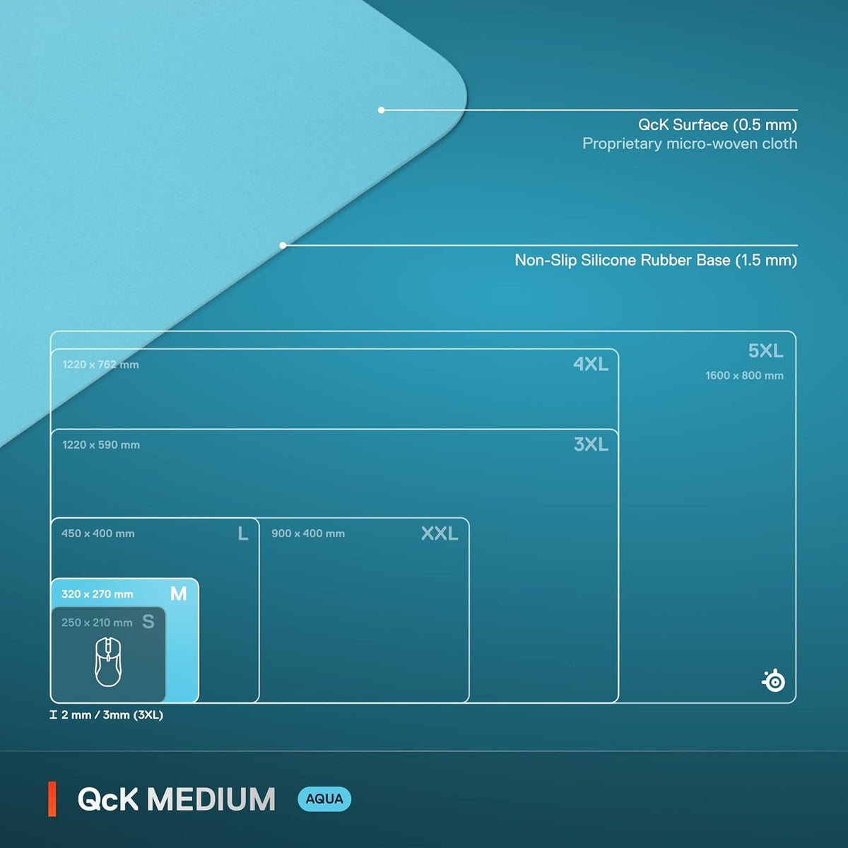 QcK Gaming Mouse Pad - XXL Cloth - Peak Tracking and Stability - Esports Mousepad - Never-Slip - Full Desk Coverage
