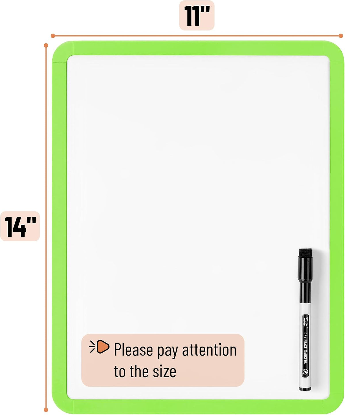 Dry Erase Board, 14” x 11”, White Frame