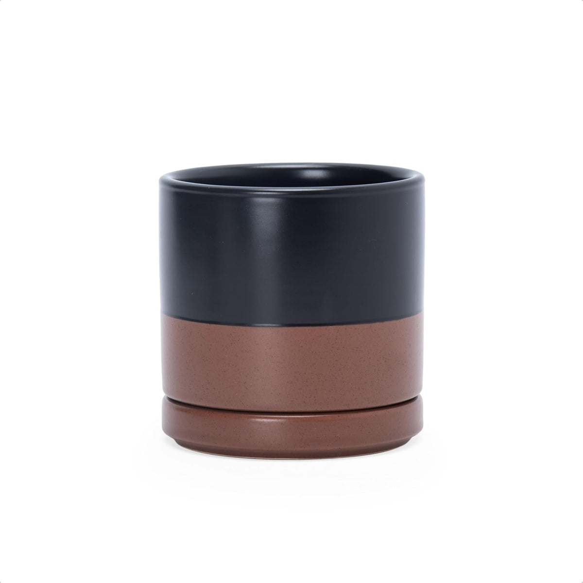 D'vine Dev 4.7 Inch Ceramic Planter Pot with Drainage Hole and Saucer, Indoor Cylinder Round Planter Pot, Teal, 94-O-B-9