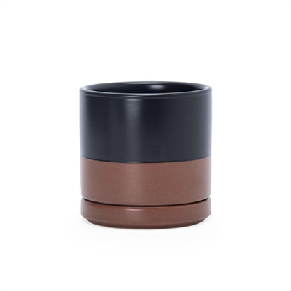 D'vine Dev 4.7 Inch Ceramic Planter Pot with Drainage Hole and Saucer, Indoor Cylinder Round Planter Pot, Teal, 94-O-B-9