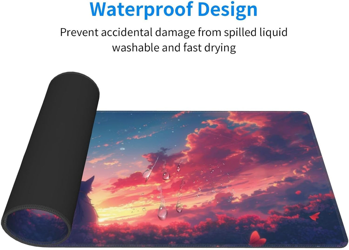 Japanese Mouse Pad, Large Japanese Desk Mat, XL Anime Gaming Keyboard Mat, Non-Slip Rubber Base, Big Extended Desk Protector for Home Office, 31.5”x11.8”
