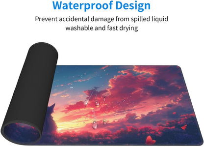 Japanese Mouse Pad, Large Japanese Desk Mat, XL Anime Gaming Keyboard Mat, Non-Slip Rubber Base, Big Extended Desk Protector for Home Office, 31.5”x11.8”