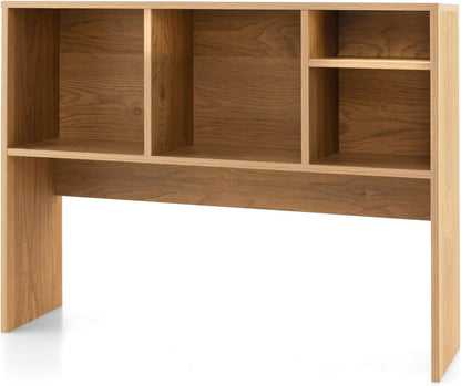 Desktop Bookshelf, Countertop Storage Hutch with 5 Shelves for Computer Desk, Desk 3-Tier Display Rack, Multipurpose Wood Desktop Hutch Storage Organizer for Dorm Office Home