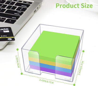Acrylic Sticky Note Holder, Clear Acrylic Notepad Holder for 3" x 3" Sticky Note Storage, with 200 Sheets Self-Stick Sticky Notes, for Office and Classroom Desk Organization