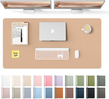 YSAGi Leather Desk Pad Protector, Large Mouse Pad, Non-Slip PU Leather Desk Blotter, Waterproof Writing Pad for Office and Home (31.5" x 15.8", Eggshell) - Colors B