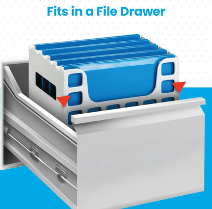Pendaflex Desktop File with 5 Blue Letter Size Hanging File Folders - Portable File Organizer w/Tabs & Inserts - 12 1/4 x 6 x 9 1/2 Granite Finish Plastic File Box - Fits Desktop and Drawers - 1 Unit