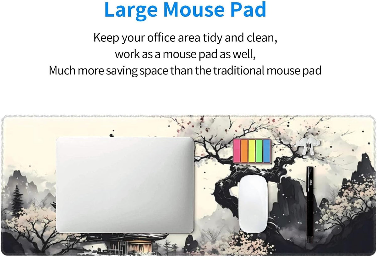 Japanese Mouse Pad, Large Japanese Desk Mat, XL Anime Gaming Keyboard Mat, Non-Slip Rubber Base, Big Extended Desk Protector for Home Office, 31.5”x11.8”