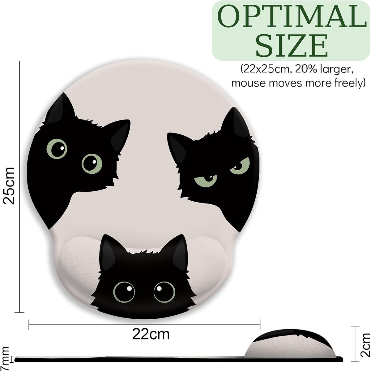 LIMKRIAN Cat Ergonomic Mouse Pad with Wrist Rest, Gaming Mouse Pad with Wrist Support, Funny Mouse Pads for Desk, Computer Mousepad with Non-Slip Pain Relief PU Base, Cute Office Desk Accessories - Colors B