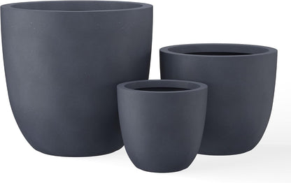 Kante 8.9" H x 10" W Small Concrete Planter, Compact Desktop Plant Pot with Drainage Hole & Rubber Plug – Lightweight Breathable Cement Container for Succulents, Cactus, Herbs, Indoor Outdoor, Gift