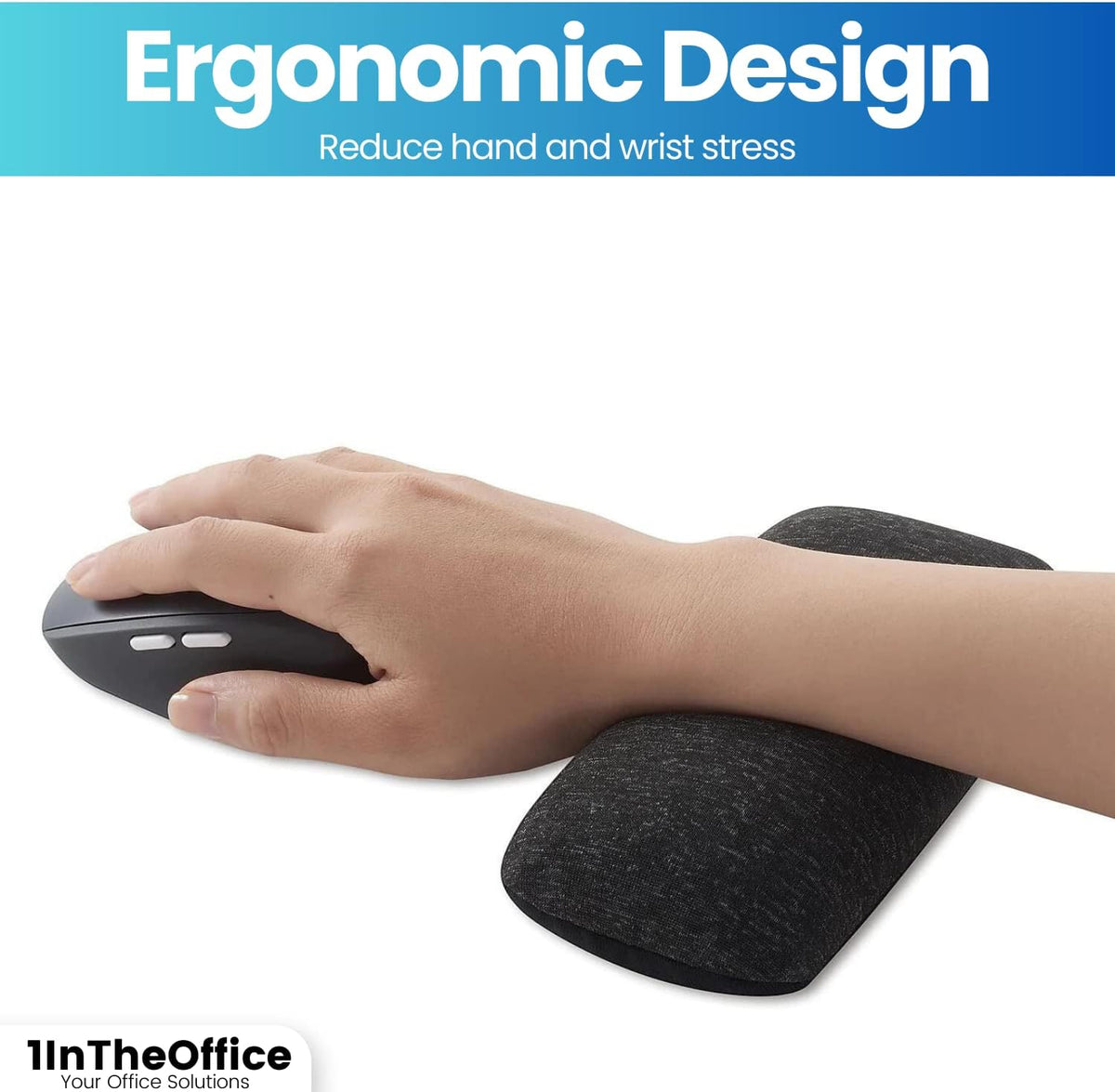 1InTheOffice Mouse Wrist Rest, Beaded Wrist Support Pad Ergobeads, Black