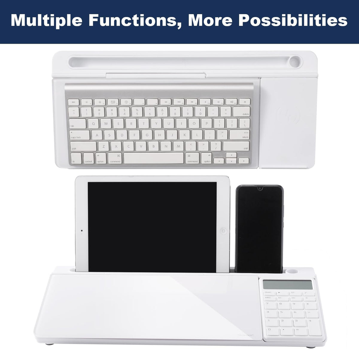 TSJ OFFICE Desktop Whiteboard Dry-Erase-Board - Computer Keyboard Stand White Board Surface Pad with Drawer, Desk Organizers with Accessories for Office, Home, School Supplies - Black