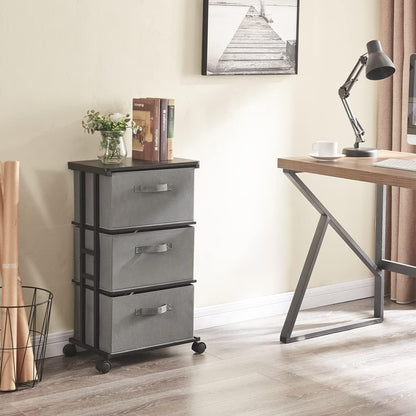 Dresser Storage with 3 Drawers, Fabric Dresser Tower, Vertical Storage Unit for Bedroom, Closet, Office, Black