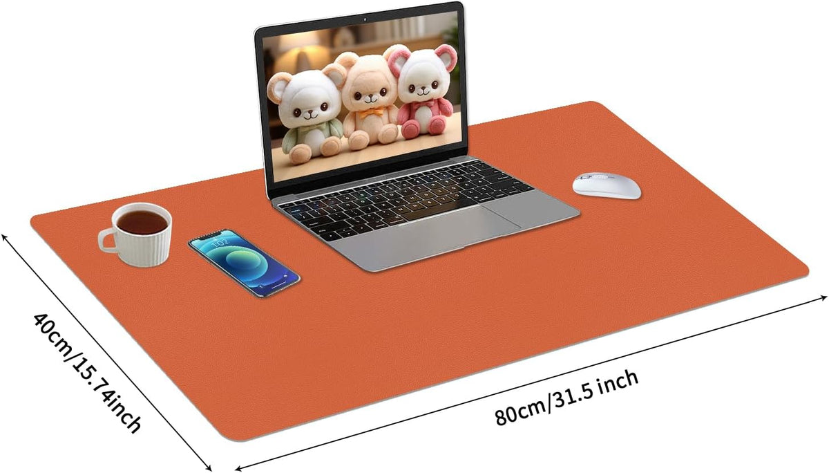 Bloss Leather Desk Pad and Keyboard Wrist Rest, Large Mouse Pad + Keyboard Pad+Mouse Wrist Support, Non-Slip Desk Mat Protector for Office, Home(31.5×15.7 Inches,Beige) - Colors A