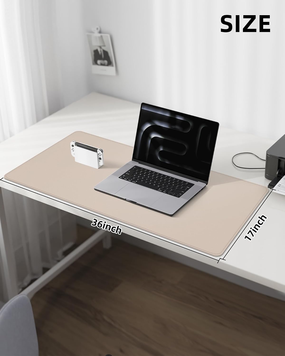 AFIING Large Desk Mat 55" x 24" - PU Leather Desk Pad Protector, Waterproof Non-Slip Extended Mouse Pad for Office Desk, Keyboard, Laptop and Home Workspace (Black)