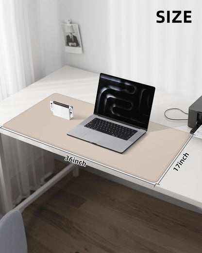 AFIING Large Desk Mat 55" x 24" - PU Leather Desk Pad Protector, Waterproof Non-Slip Extended Mouse Pad for Office Desk, Keyboard, Laptop and Home Workspace (Black)