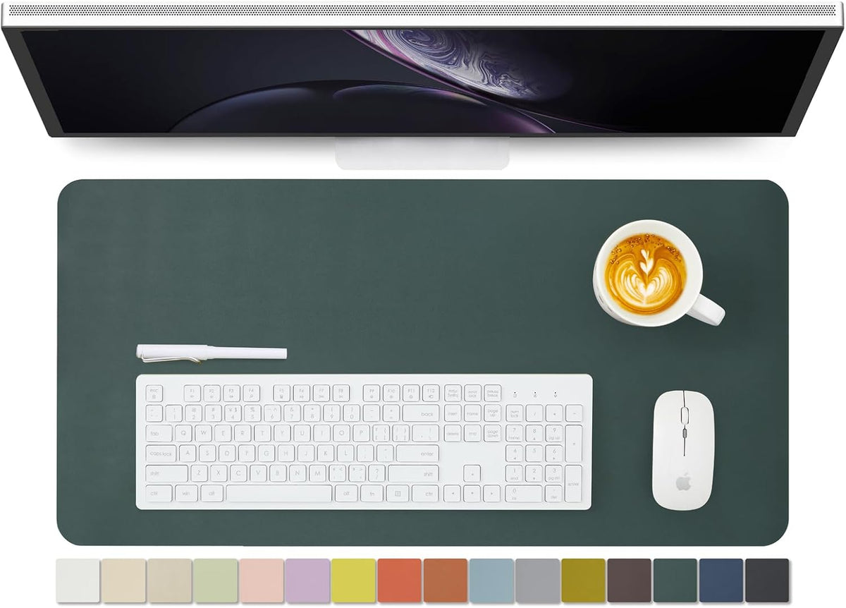 HOMIEAZICOZI Leather Desk Mat - Non-Slip PU Desk Pad for Office and Home - Desk Organization and Accessories - Ideal for Large Mouse Pad and Desk Mats on Top of Desks (Black,36''x 17'') (DPD-B-L)