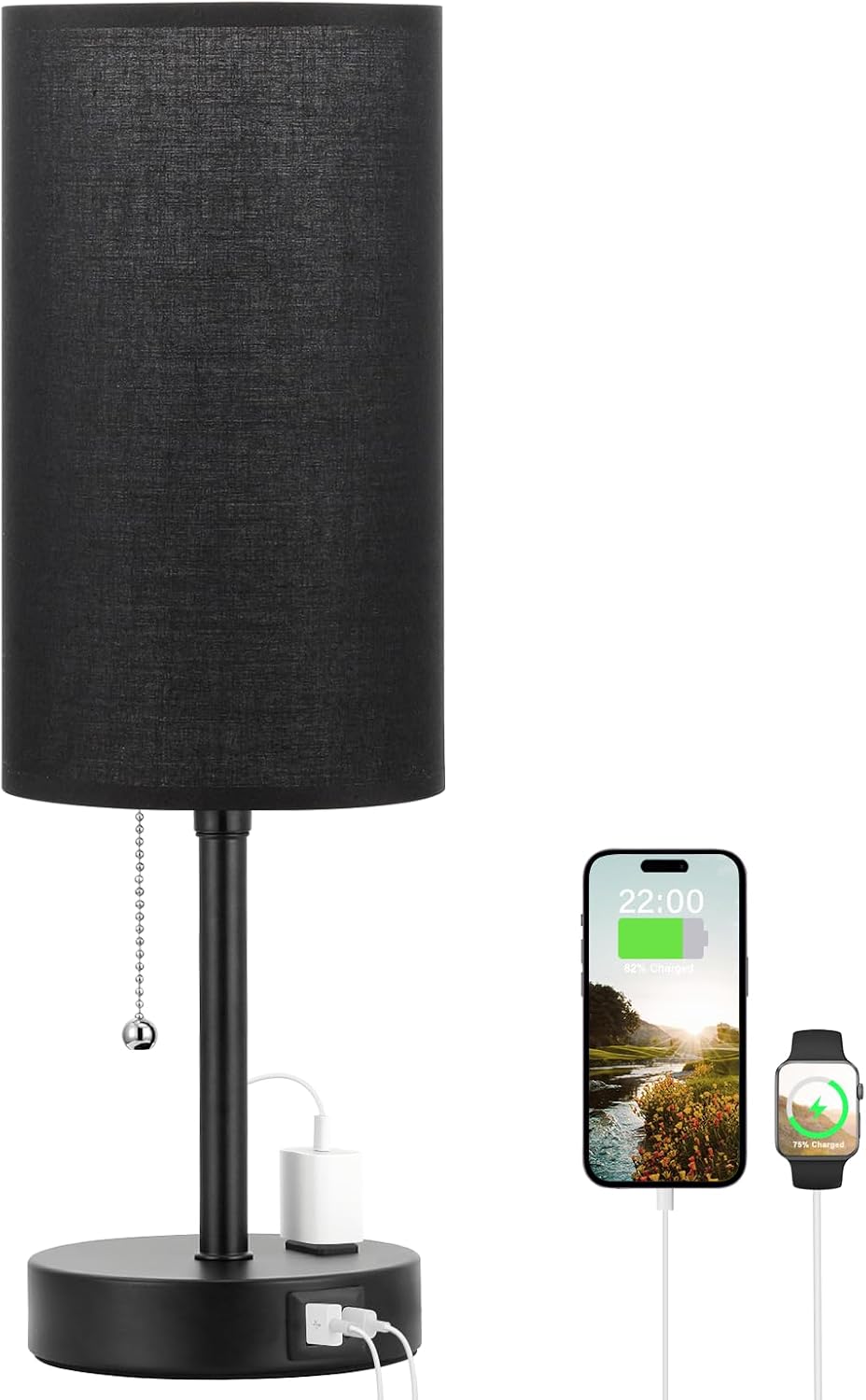 Dicoool Bedside Table Lamp for Bedroom - Small Desk Lamp with USB Ports